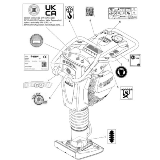 Decals Assembly for Bomag BT60 Rammers