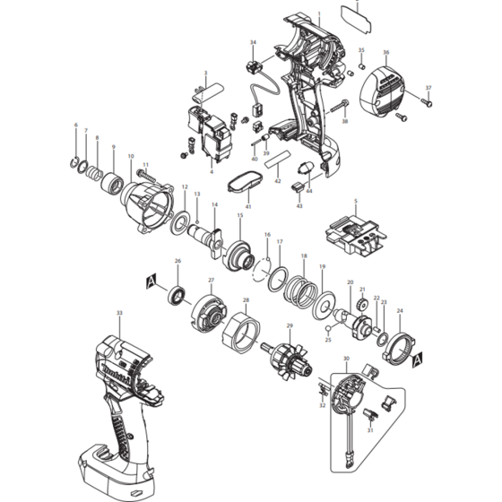 Main Assembly for Makita BTD043Z Cordless Impact Driver