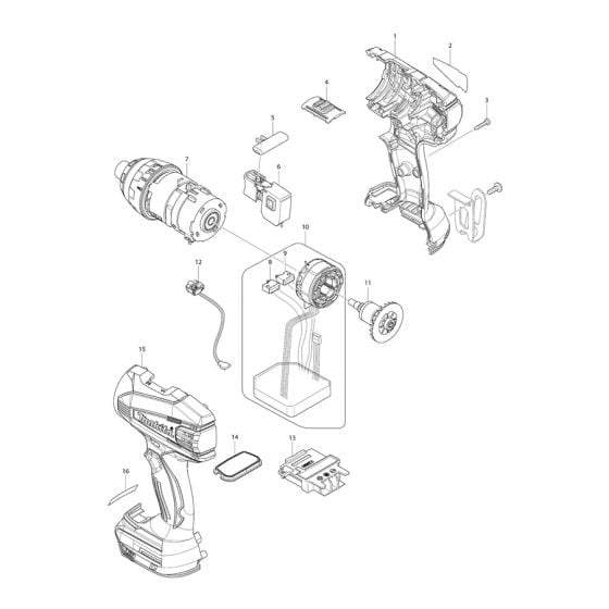 Main Assembly for Makita BTP141 18V 4-Mode Combi Drill