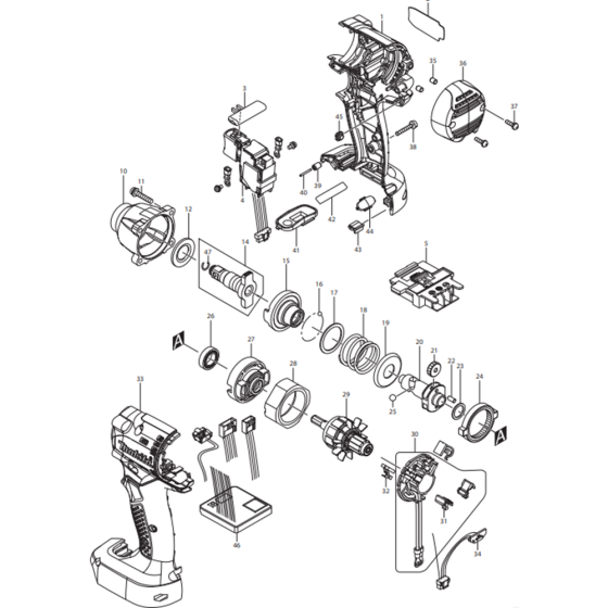 Main Assembly for Makita BTW074Z Cordless Impact Driver