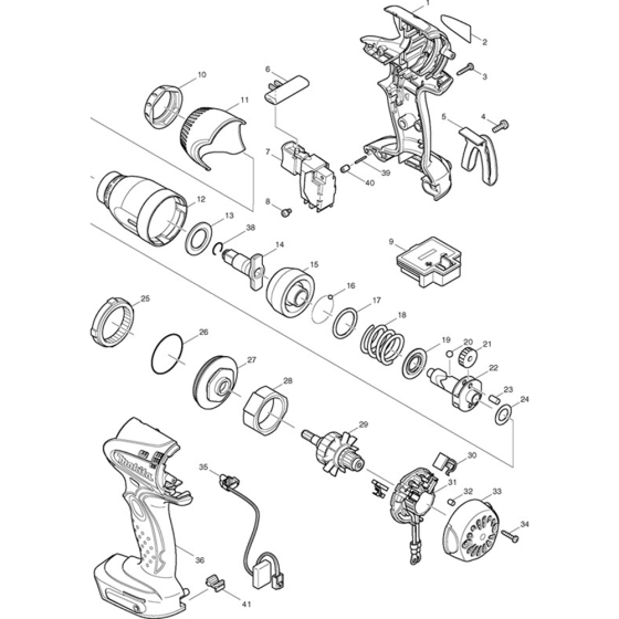 Main Assembly for Makita BTW152 Impact Wrench