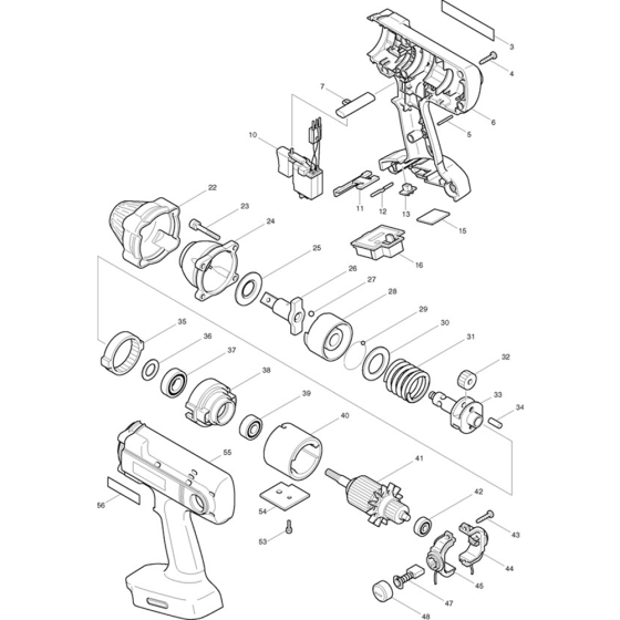 Main Assembly for Makita BTW200 Impact Wrench