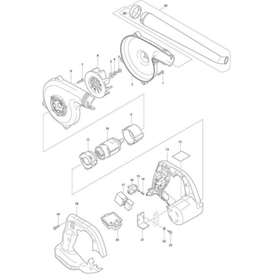 Complete Assembly for Makita BUB143 Blower