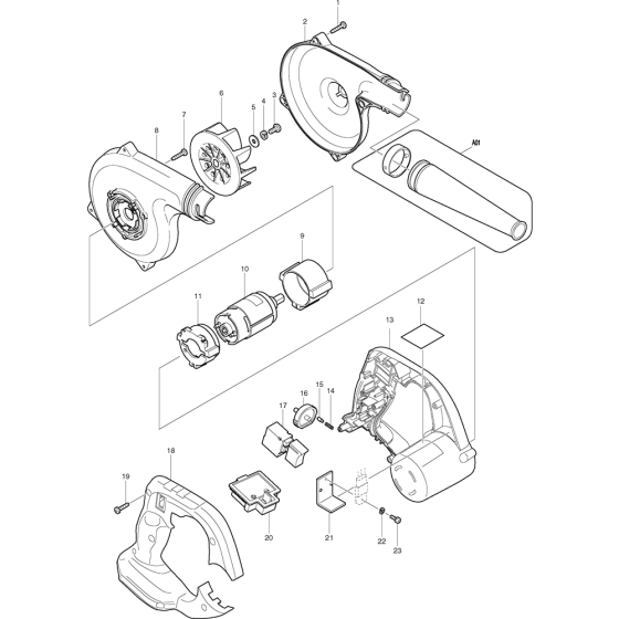 Main Assembly 36V for Makita BUB360Z Leaf Blower