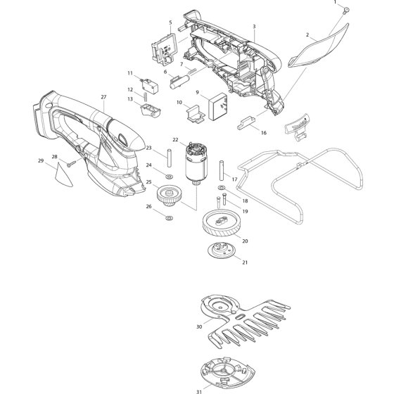 Main Assembly for Makita BUM166RF Hedge Trimmers