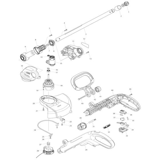 Complete Assembly for Makita BUR141 Cordless Trimmer