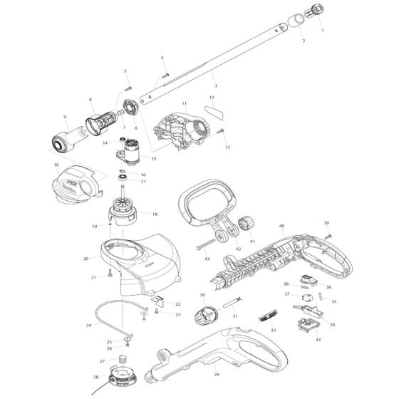 Complete Assembly for Makita BUR181 Cordless Trimmer