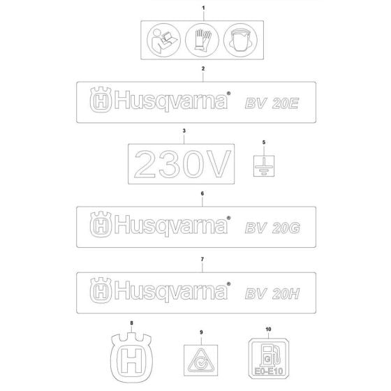 Decals for Husqvarna BV 20 Series Screed