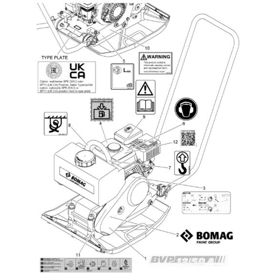 Decal Assembly for Bomag BVP12/50 Forward Compactor