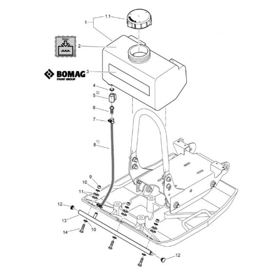 Water Sprinkler System Assembly for Bomag BVP12/50 Forward Compactor