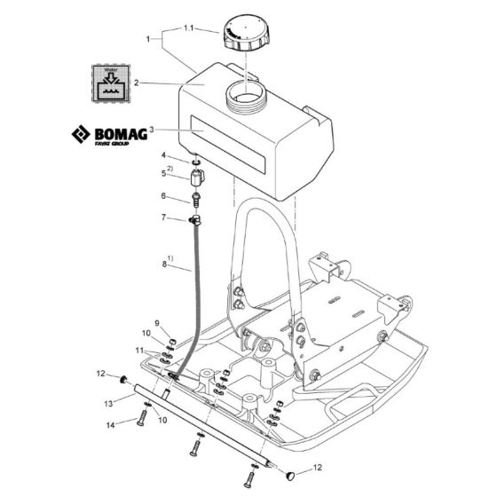 Water Sprinkler System (961834441070-961834441444) Assembly for Bomag BVP12/50 Forward Compactor