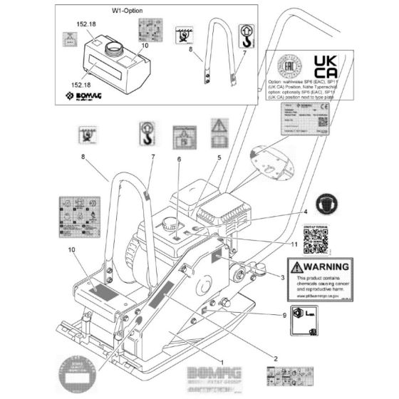 Decals (961834852643-961834859999) Assembly for Bomag BVP18/45 Forward Compactor