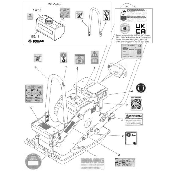 Decals (961834851001-961834852642) Assembly for Bomag BVP18/45 Forward Compactor