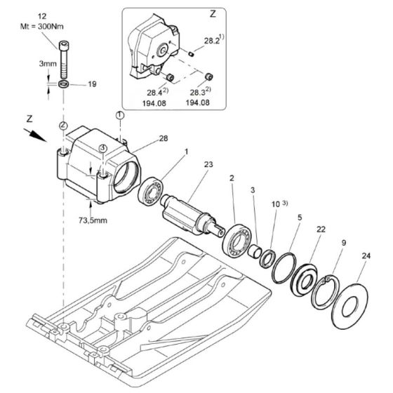 Exciter Unit (961834811001-961834811312) Assembly for Bomag BVP18/45 Forward Compactor