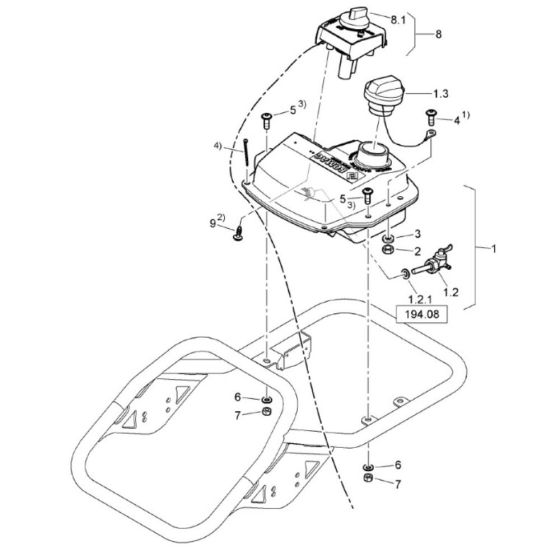 Fuel Tank (101541241703-101541249999) Assembly for Bomag BVT65 Rammer