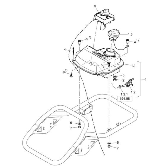 Fuel Tank (101541241001-101541241128) Assembly for Bomag BVT65 Rammer