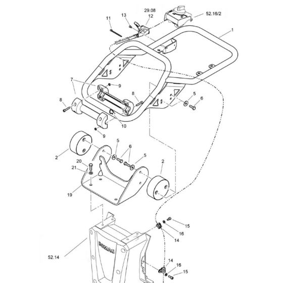 Steering Handle (101541241600-101541241702) Assembly for Bomag BVT65 Rammer