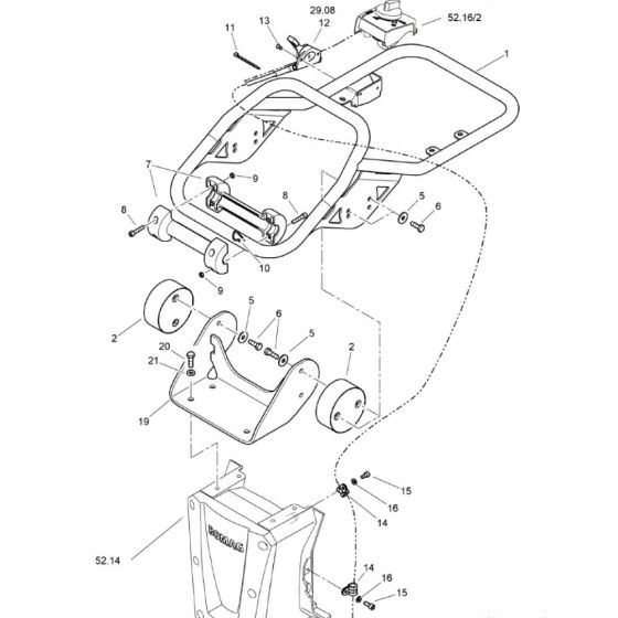 Steering Handle (S/N 101541231001-101541231235) Assembly for Bomag BVT65 Rammer