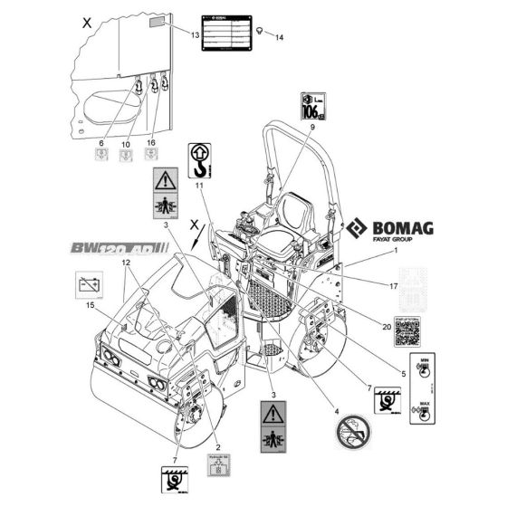 Decals for Bomag BW 120 AD-5 CC Roller