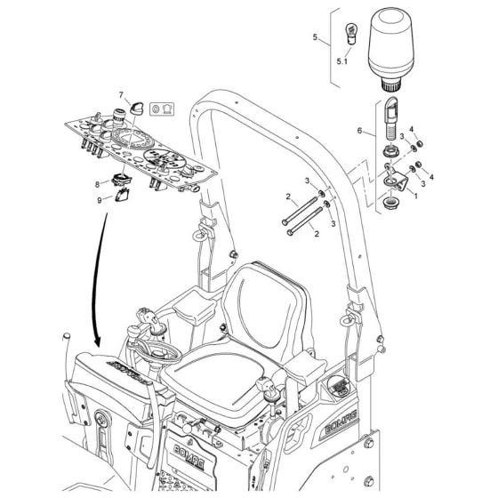 Rotary Beacon Assembly for Bomag BW 120 AD-5 CC Roller