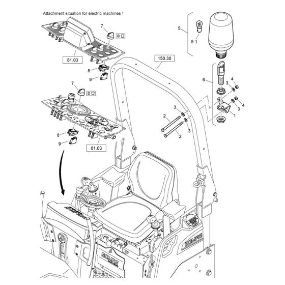 Rotary Beacon Assembly for Bomag BW 120 ADe-5 Roller