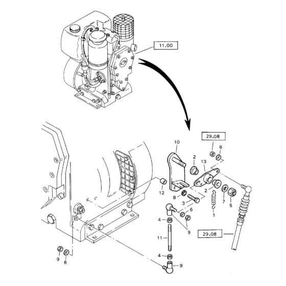 Actuation (S/N 101620200382 to 101620200441) Assembly -1 for Bomag BW 71 E (101620200101 to 101620201000) Roller