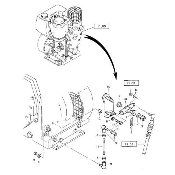 Actuation (S/N 101620200442 to 101620200521) Assembly -1 for Bomag BW 71 E (101620200101 to 101620201000) Roller