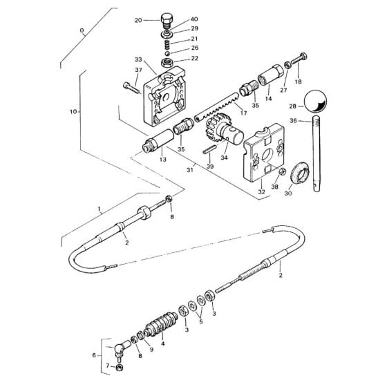 Throttle Actuation Cable (S/N 101620200247 to 101620200681) Assembly for Bomag BW 71 E (101620200101 to 101620201000) Roller