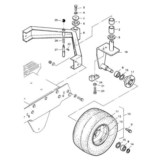 Supporting Wheel (S/N 101620200341 to 101620200341) Assembly for Bomag BW 71 E (101620200101 to 101620201000) Roller