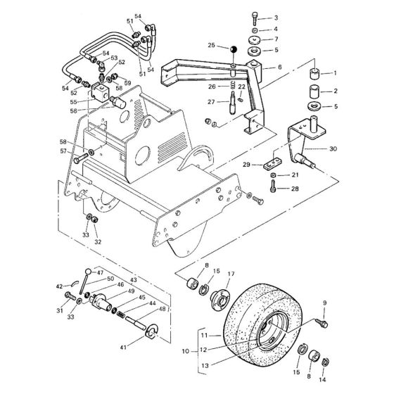 Supporting Wheel (S/N 101620200782 to 101620201000) Assembly for Bomag BW 71 E (101620200101 to 101620201000) Roller