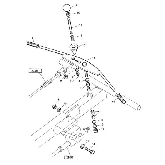 Actuation (S/N 101620200247 to 101620200381) Assembly for Bomag BW 71 E (101620200101 to 101620201000) Roller