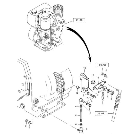 Actuation (S/N 101620200247 to 101620200381) Assembly -1 for Bomag BW 71 E (101620200101 to 101620201000) Roller