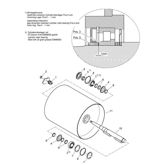 Vibratory Drum Roller Assembly for Bomag BW 71 E (101620201121 to 101620201145) Roller