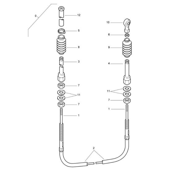 Travel Actaution Cable Assembly for Bomag BW 71 E (101620201121 to 101620201145) Roller