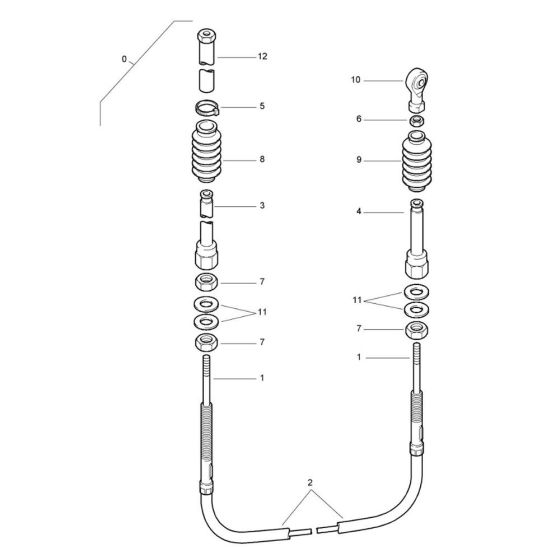 Travel Actuation Cable Assembly for Bomag BW 71 EHB-2 (101620241001 to 101620241245) Roller