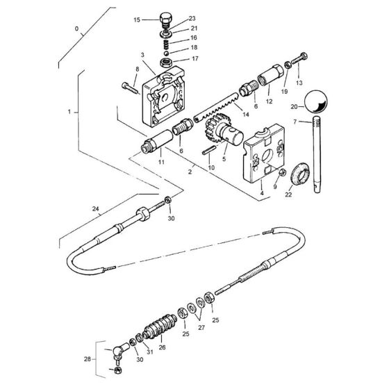 Throttle Actuation Cable Assembly for Bomag BW 71 EHB-2 (101620241001 to 101620241245) Roller