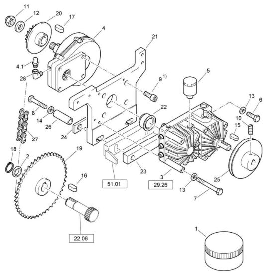 Transmission Installation (S/N 101620241001 to 101620241038) Assembly for Bomag BW 71 EHB-2 (101620241001 to 101620241245) Roller