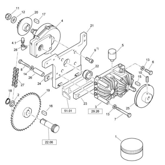 Transmission Installation (S/N 101620241039 to 101620249999) Assembly for Bomag BW 71 EHB-2 (101620241001 to 101620241245) Roller