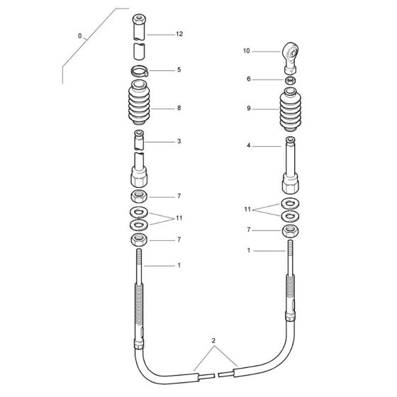 Travel Actaution Cable Assembly for Bomag BW 71 EHB-2 (101620261001 to 101620261101)   Roller