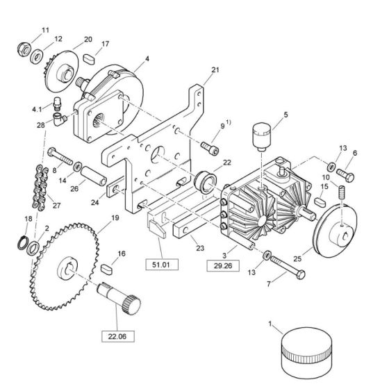 Transmission Installation (S/N 101620261001 to 101620261081) Assembly for Bomag BW 71 EHB-2 (101620261001 to 101620261101)   Roller