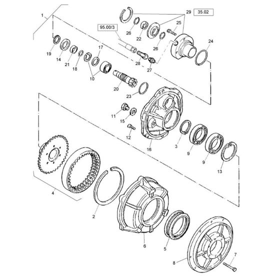 Transmission with Brake Assembly for Bomag BW 75 AD-2 (101480321065 to 101480321127) Roller