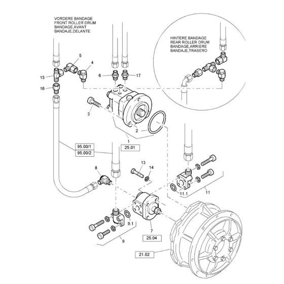 Vibratory Drum Roller (S/N 101480321065 to 101480321079) Assembly -1 for Bomag BW 75 AD-2 (101480321065 to 101480321127) Roller