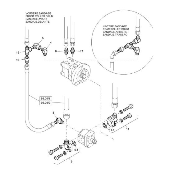 Vibratory Drum Roller (S/N 101480321080 to 101480329999) Assembly -1 for Bomag BW 75 AD-2 (101480321065 to 101480321127) Roller