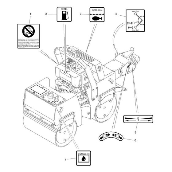 Decal Assembly -1 for Bomag BW 75 AD-2 (101480321065 to 101480321127) Roller