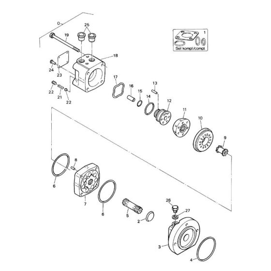 Travel System Hydraulic Motor Assembly for Bomag BW 75 AD-2 (101480321065 to 101480321127) Roller