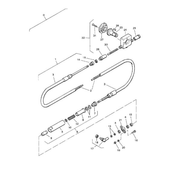 Travel Actuation Cable Assembly for Bomag BW 75 AD-2 (101480321065 to 101480321127) Roller