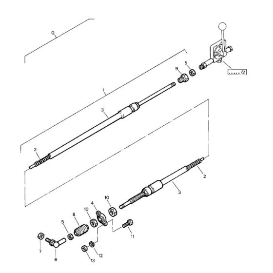 Throttle Actuation Cable (S/N 101140010141 to 101140011078) Assembly for Bomag BW 75 E (101140010101 to 101140011078) Roller