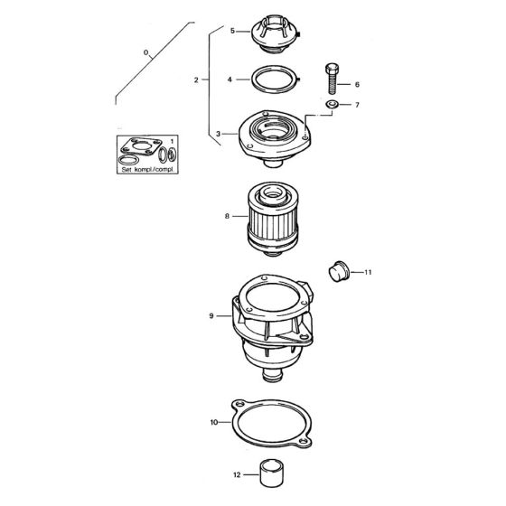 Hydraulic Oil Filter Assembly for Bomag BW 75 E (101140100101 to 101140100144) Roller