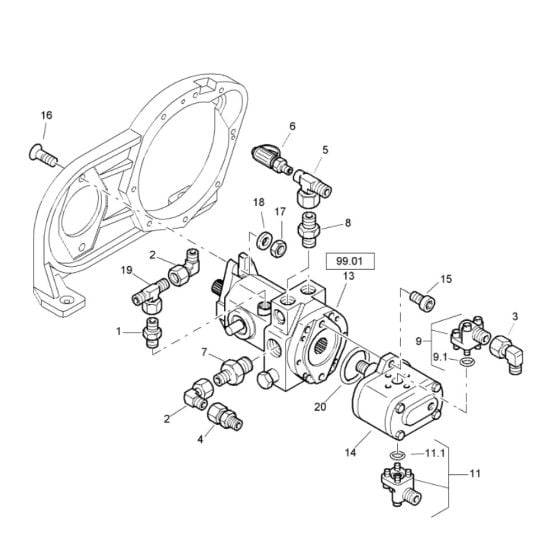 Pump Mounting (S/N 101460422399 to 101460422530,101460425275 to 101460427689) Assy for Bomag BW 80 AD-2 (101460422658 to 101460428230) Roller