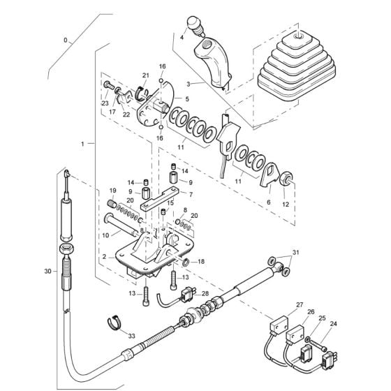 Travel Actuation Cable (S/N 101460427425 to 101460428189) Assembly for Bomag BW 80 AD-2 (101460422658 to 101460428230) Roller